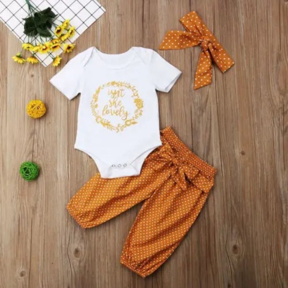 NEW Girl's Mustard Isn't She Lovely 3 Piece Outfit